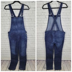 HOLLISTER | aztec printed denim jean overalls